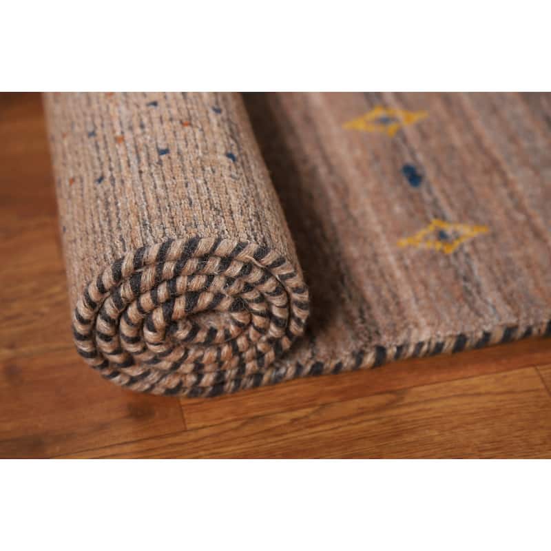 Brown Tribal Gabbeh Indian Runner Rug Handmade Wool Carpet - 2'5"x 9'10"