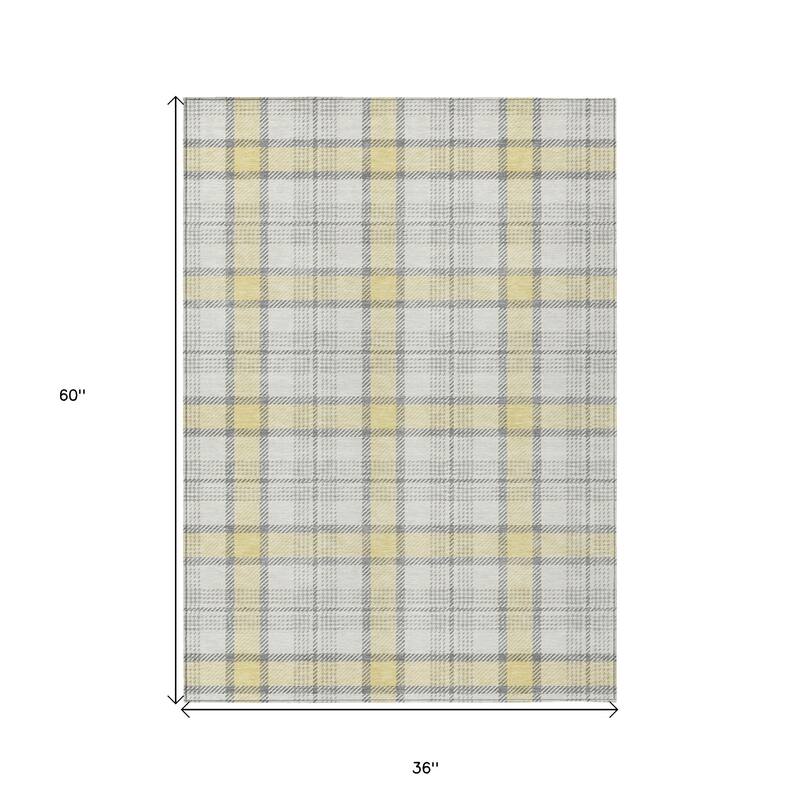 HomeRoots Plaid Transitional Rectangle Outdoor Rug
