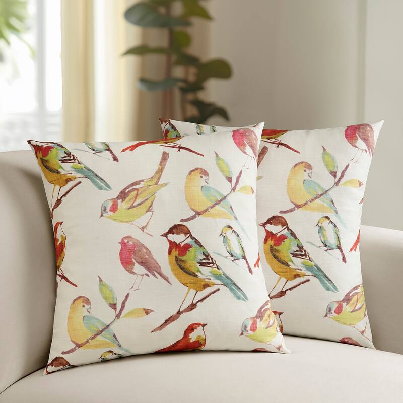 Exclusive Fabrics Printed Cotton Throw Pillow Covers 18 X 18 - Textured Decorative Pillow Covers (Set of 2)