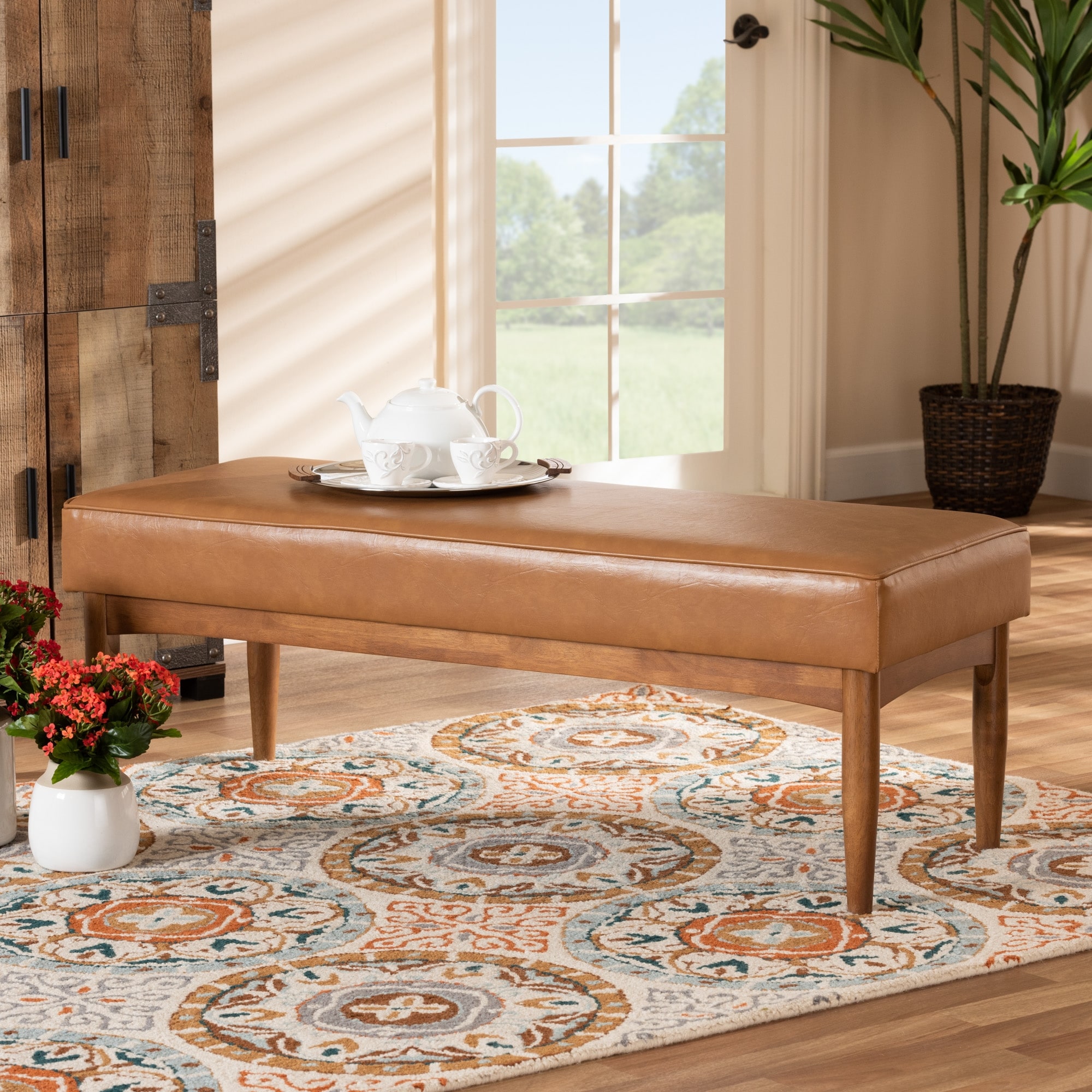Tan sales dining bench
