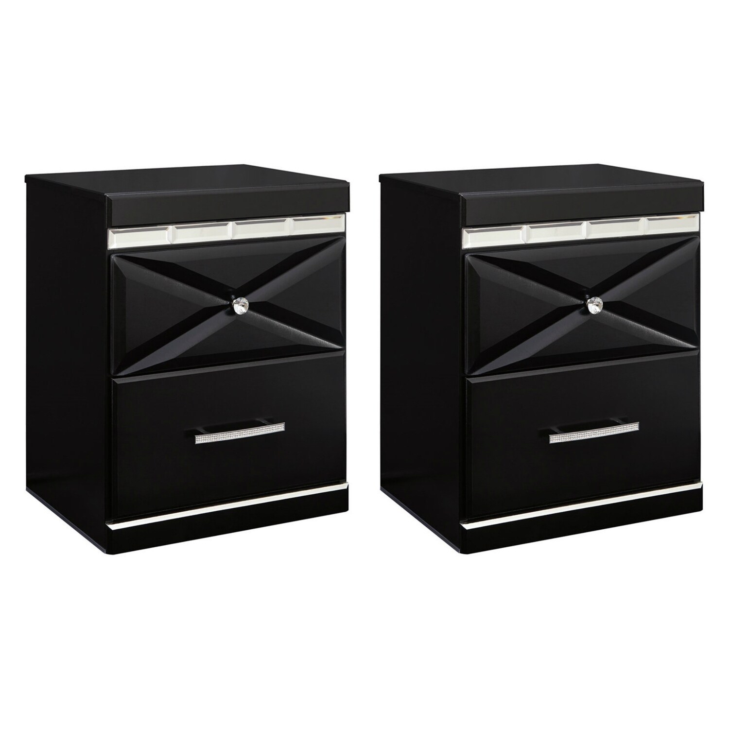 Shop Fancee Black Two Drawer Night Stand B34892 2 Pack Fancee Black Two Drawer Night Stand Overstock 15667853