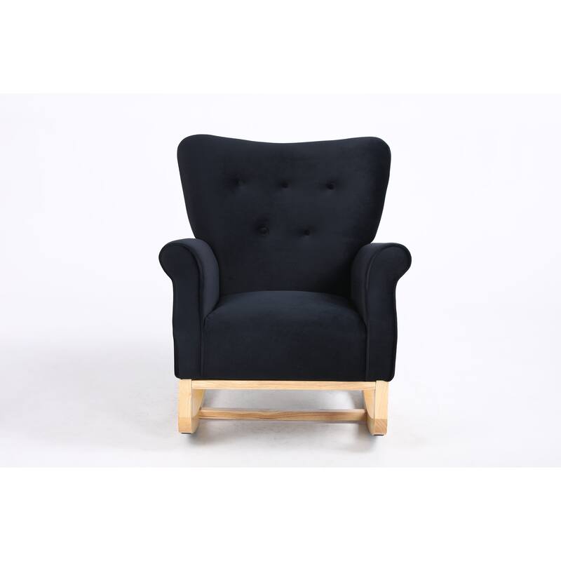 Baby Room High Back Rocking Chair Nursery Chair , Comfortable Rocker Fabric Padded Seat ,Modern High Back Armchair