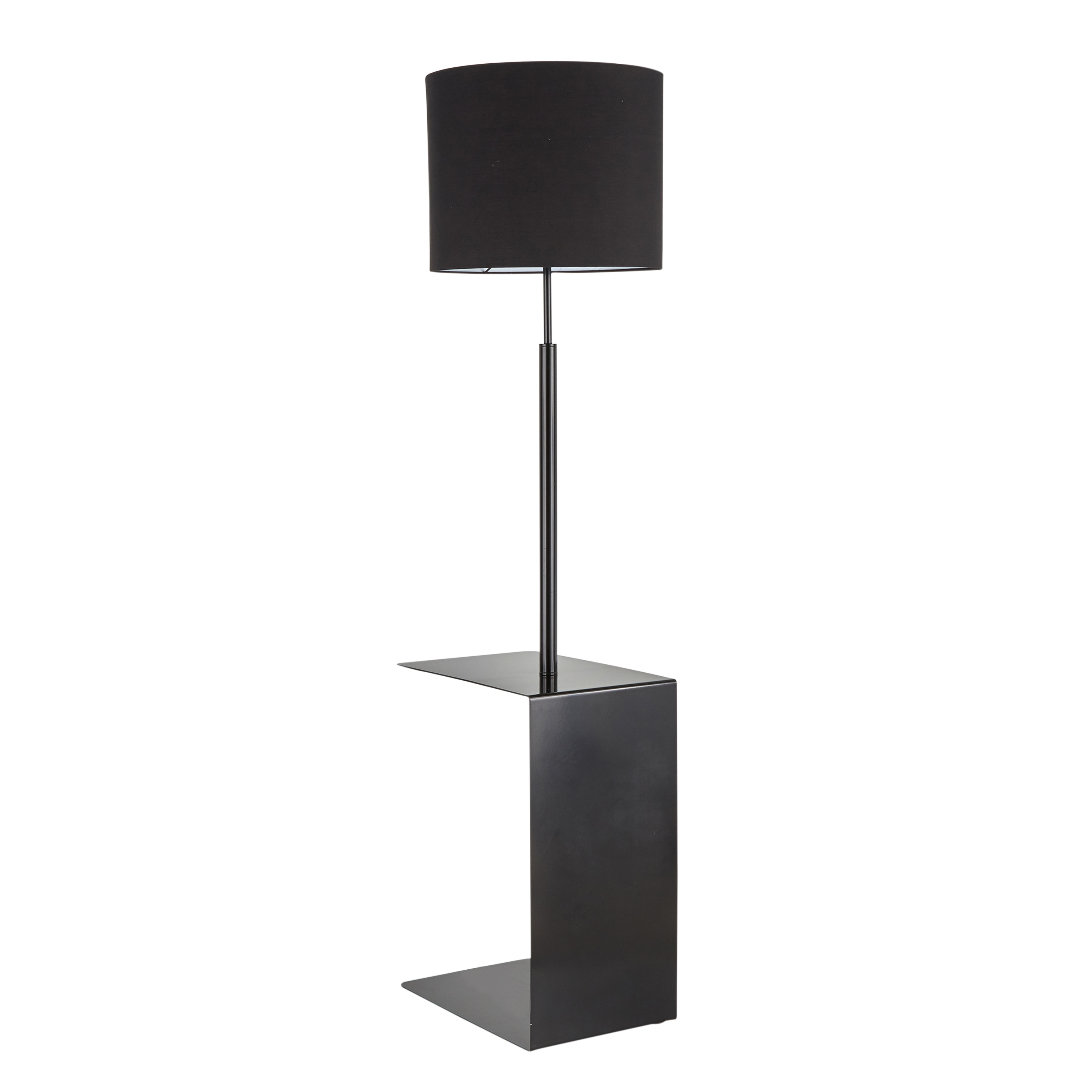 Strick & Bolton Gamma Tray Floor Lamp in Black Metal with Black Shade - Bed Bath & Beyond - 31696923