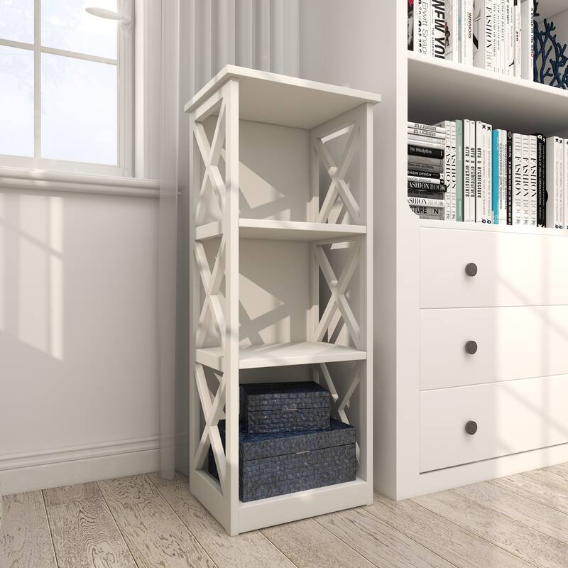 White Wooden 4 Shelves Shelving Unit