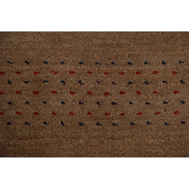 Light Brown Gabbeh Area Rug Wool Carpet - 8'1"x 9'9"