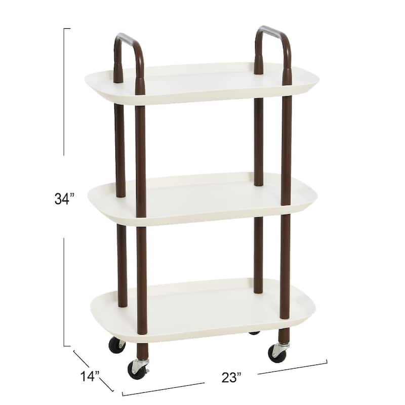 Plastic and Metal 3-Tier Trolley - N/A
