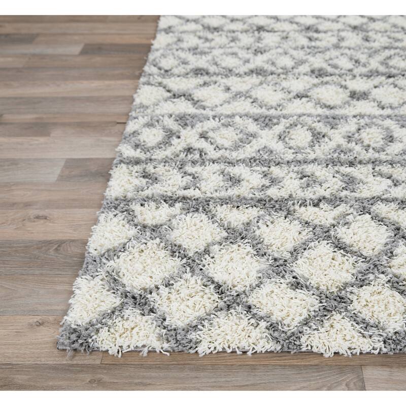 World Rug Gallery Trellis Geometric Plush Shag Area Rug