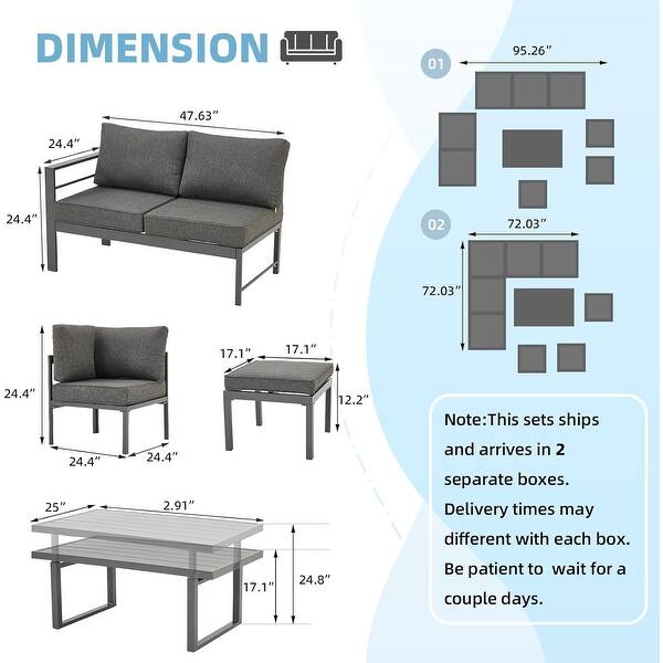 AECOJOY Aluminum Patio Furniture Set Outdoor Conversation Table and Chair