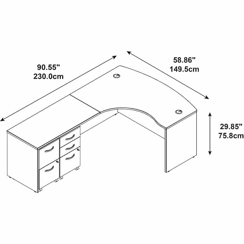 Series C 60W LH L Desk with File Cabinets by Bush Business Furniture