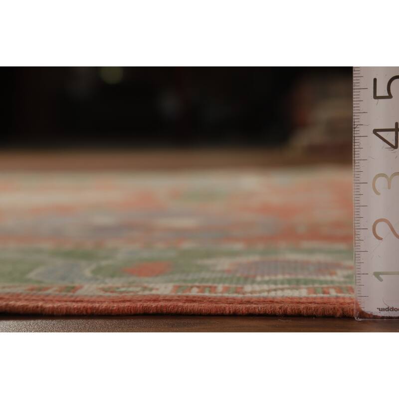 Hand Knotted Oriental 100% Wool Carpet Transitional All-Over Oranges & Rust Oushak Area Rug - 8' 10'' X 6' 1''