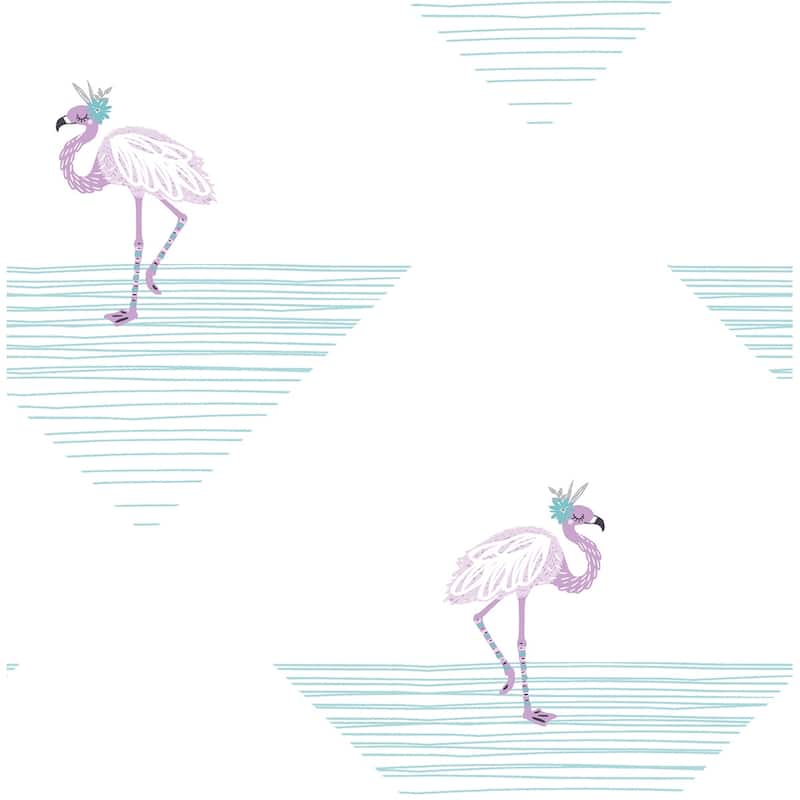 Seabrook Designs Day Dreamers Dancing Flamingo Unpasted Wallpaper