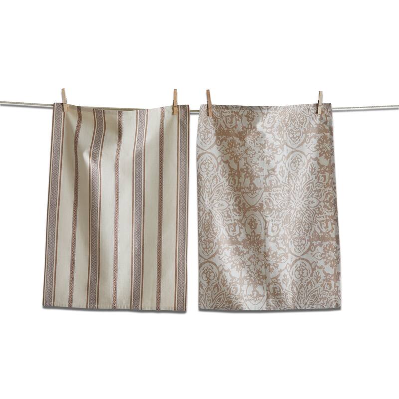 Starflower Dishtowel Set of 2 - Multicolor Cotton Kitchen Towels, Everyday Use, Machine Washable, 26" x 18"