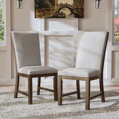 Furniture of America Lenn Modern Farmhouse Oak Wood Upholstered Side Chair (Set of 2)