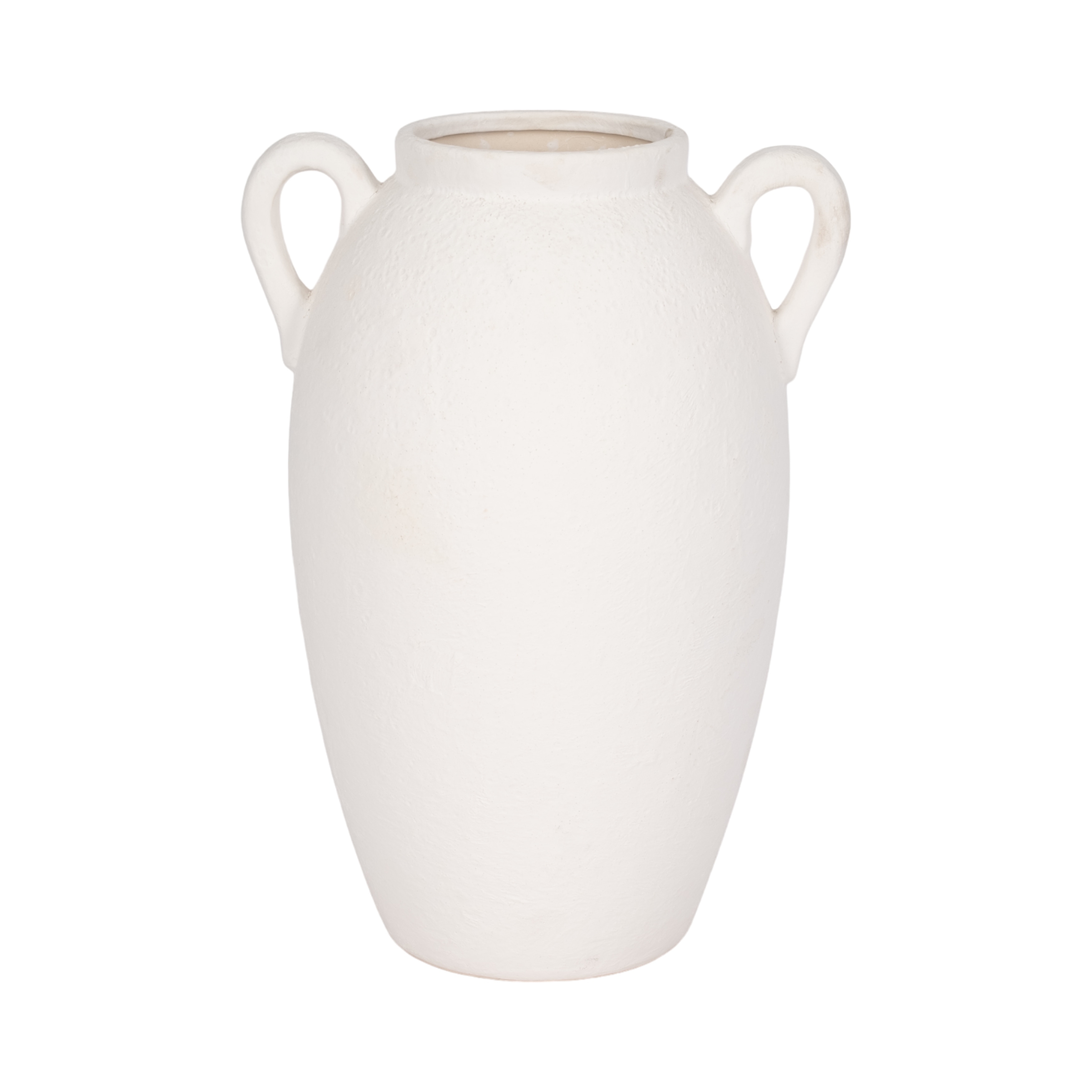 Sagebrook Home Neutral Stoneware White Textured Amphora Jug with Handles Vase