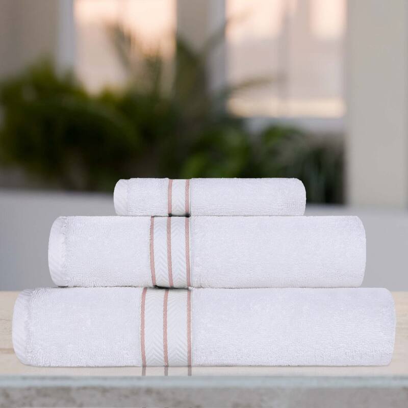 Turkish Cotton 3 Piece Absorbent Heavyweight Towel Set by Superior - Tea Rose
