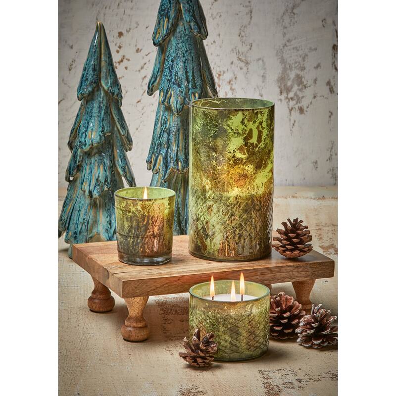 Dk Amber Char Birch Scented Votive Candle 6.5oz Fall Harvest Dark Green 25hr Burn Time 3.5in H x 3in Dia