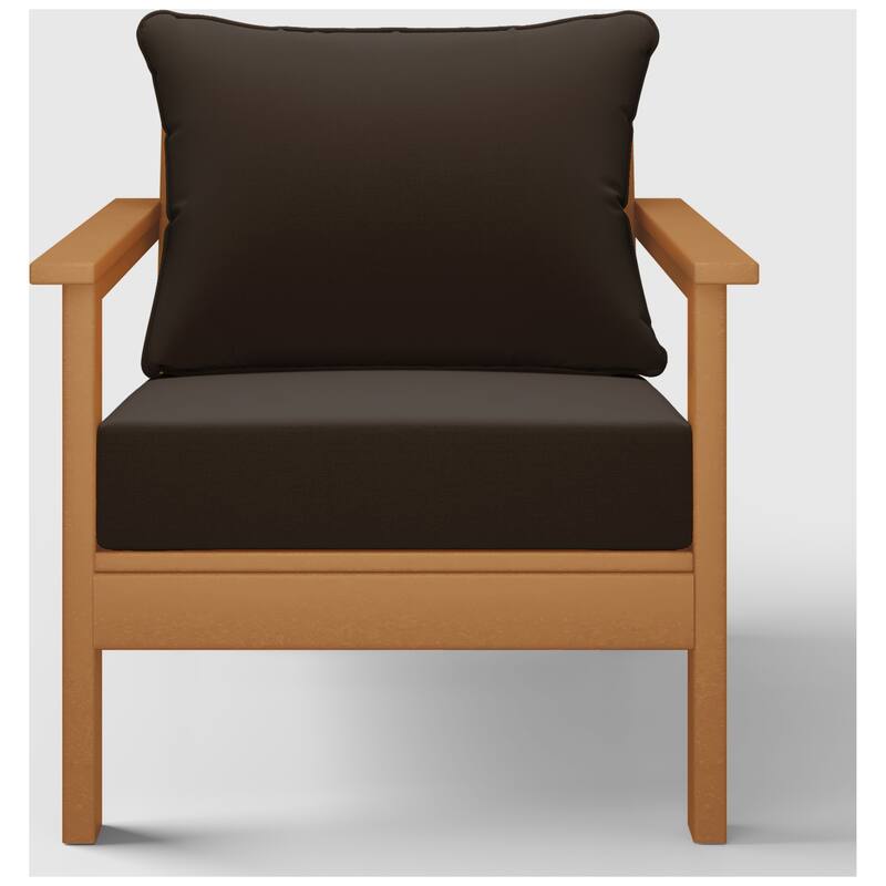 Birchwood All Weather HDPE Outdoor Patio Teak Deep Seating Conversation Set With Cushions (2-Piece)