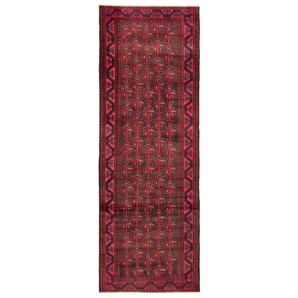 ECARPETGALLERY Hand-knotted Andelz Black, Red Wool Rug - 3'5 x 10'1