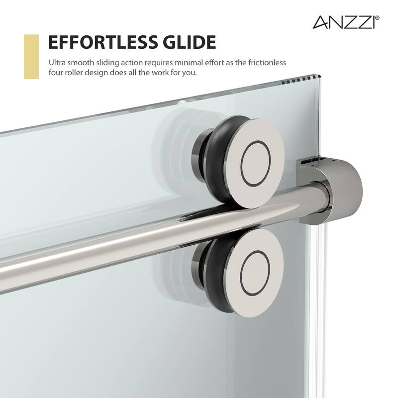 ANZZI Series 56 to 60 in. x 76 in. Frameless Shower Door with Sliding with Tsunami Guard Tempered Clear Glass