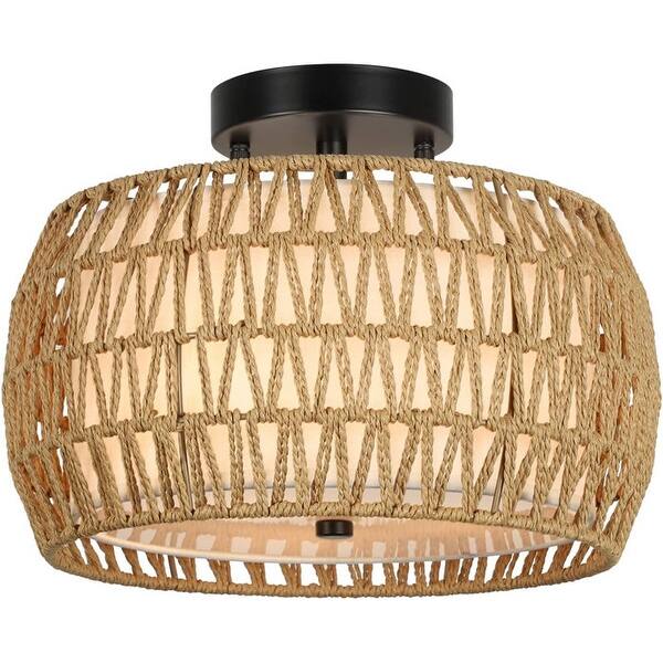 Rattan Flush Mount - brown - N/A - Bed Bath & Beyond - 40335715