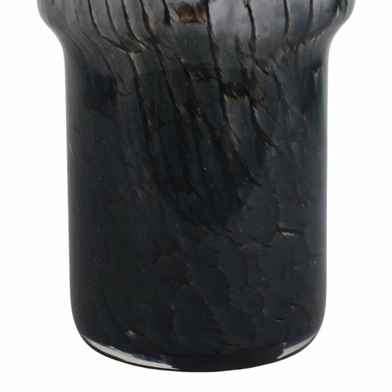 Decorative Vase Glass Cracked Pattern Design Modern Decor - 12" Black