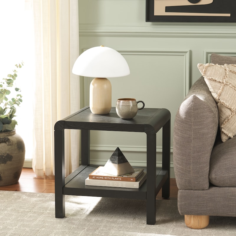 SAFAVIEH Home Omara 1 Shelf Side Table - 20"W x 20"D x 20"H - Black