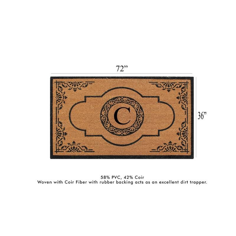 A1HC Natural Coir and PVC backing Hand-crafted Abrilina Monogrammed Double Doormat