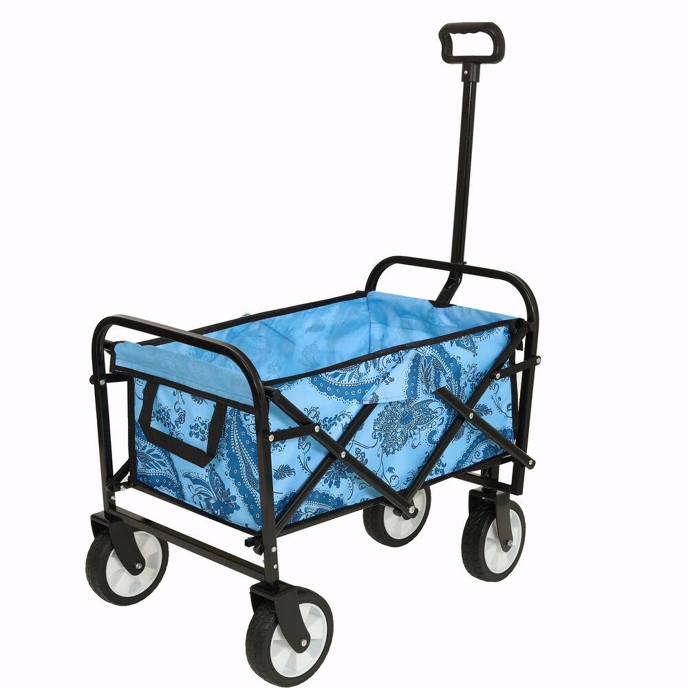Minimeetall Colorful Collapsible Wagon Cart with Strapping System - Beach Wagon, Utility Cart