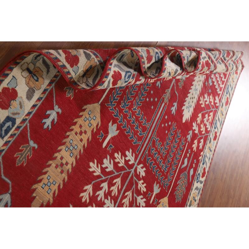 Hand Knotted Oriental 100% Wool Carpet Traditional Geometric Red Kazak Area Rug - 9' 10'' X 6' 10''