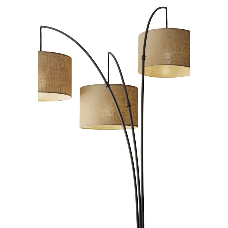 74" Modern Tree Floor Lamp with 3 Drum Shades and Metal Base Linen Shade Plug-In Design - 74”H x 44”W x 43”D