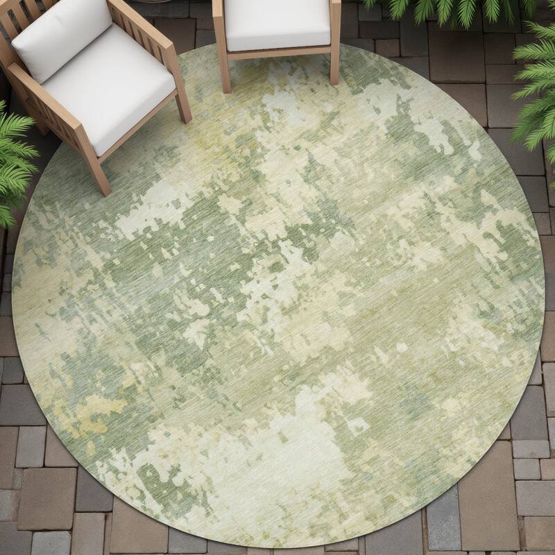 Machine Washable Indoor/Outdoor Contemporary Blend Chantille Rug - Aloe - 8' x 8'