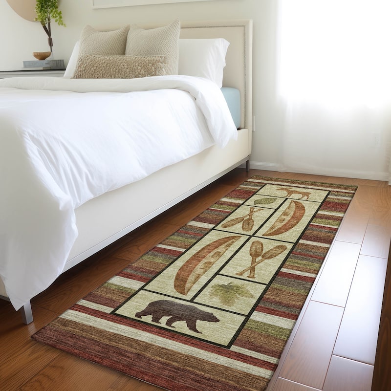 Premium Washable Super Soft Canoe Moose Bear Cabin Mayfield Rug - Multi - 2' 3" x 7' 6" - Runner