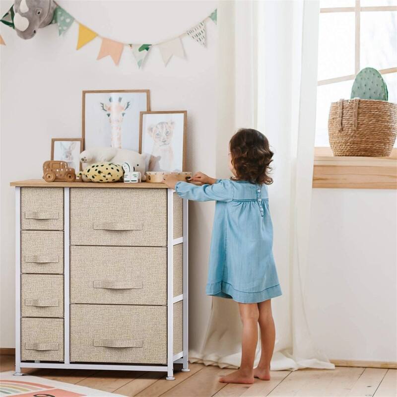 7 Drawer Fabric Dresser Storage Tower