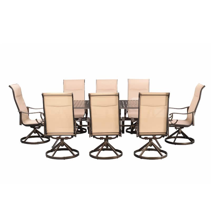 Westin 9pc Aluminum & Padded Sling Swivel Dining Set - Bronze