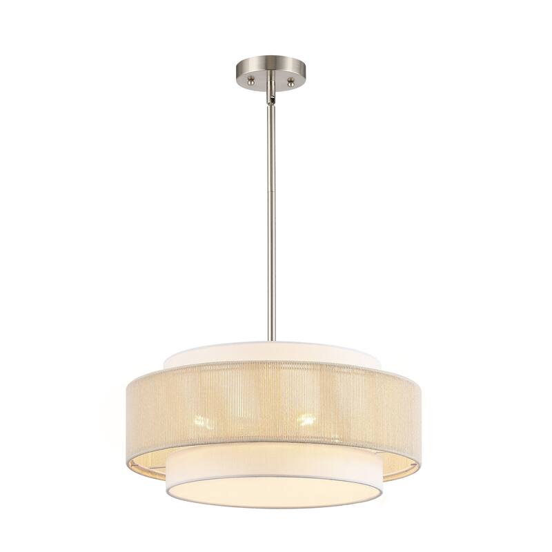 GetLedel 18" 4-Light Rope Drum Shaded Chandelier
