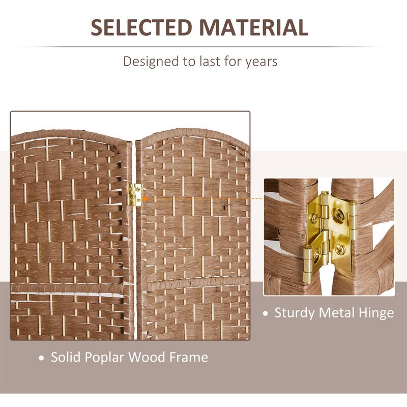 Wicker Weave 6 Panel Room Divider Privacy Screen