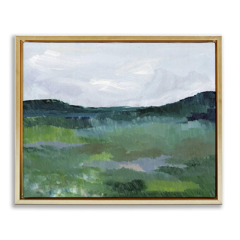 Stupell Brushed Tranquil Landscape Framed Floater Canvas Wall Art Design By Nikita Jariwala - 31 x 25 - Gold