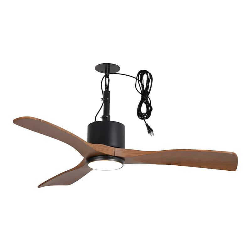 42" Indoor/Outdoor Black Modern Plug-In Ceiling Fan with Light