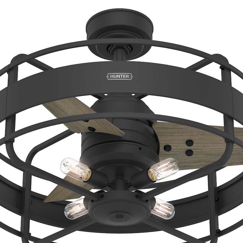 Hunter 30" Millstone Caged Fandelier Ceiling Fan with LED Light, Handheld Remote - Farmhouse, Industrial, Rustic, Casual