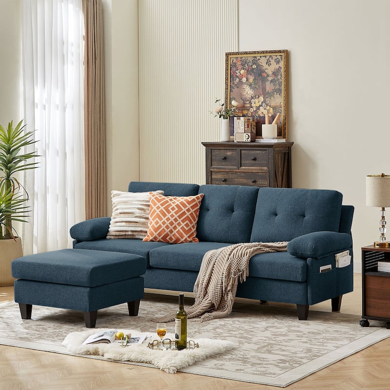 86.22" L Shaped Sectional Sofa with Side Storage Pockets