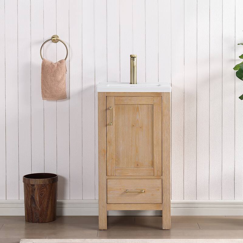 Gela Single Sink Bath Vanity with Drop-In White Ceramic Basin