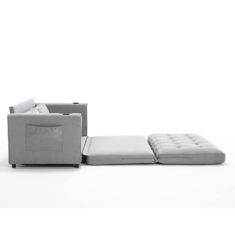 Versatile 3-in-1 Upholstered Futon Sofa Bed with Pull Out Sleeper and Multiple Functionalities