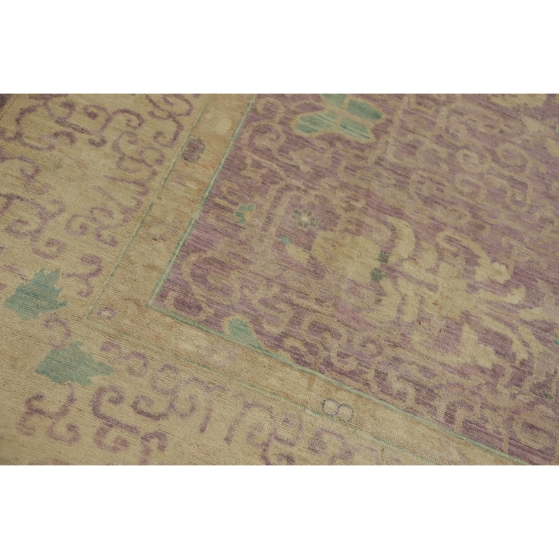 Hand Knotted Traditional Wool Purple Floral Area Rug - 9' 11'' X 9' 10''