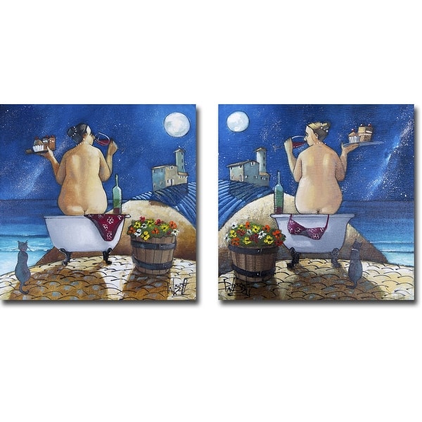 slide 1 of 1, Bath No. 1 & No. 2 by Ronald West 2-pc Gallery Wrapped Canvas Giclee Set (18 in x 18 in Each Canvas in Set)