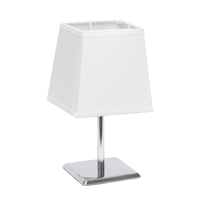 9.65" Compact And Chic Modern Square Chrome Accent Table Lamp, For Living Room, Bedroom, Office, Black Shade - WH