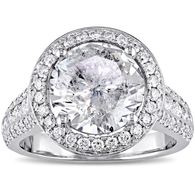 Miadora 4 9/10ct TDW Diamond Halo Engagement Ring in 14k White Gold