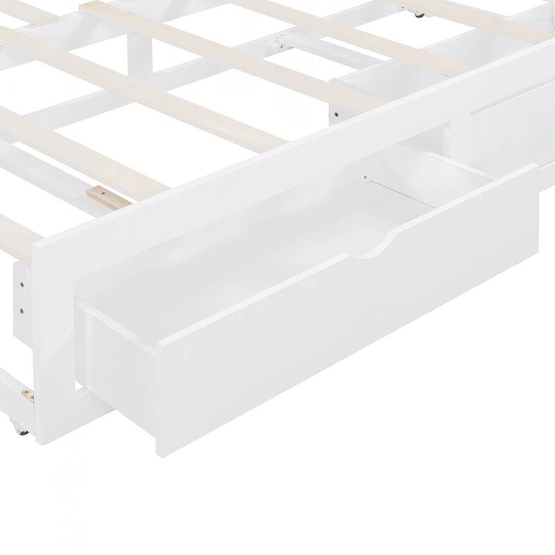 Wooden Daybed with Trundle Bed and Two Storage Drawers