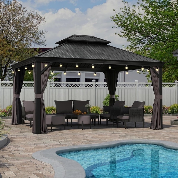 オープニング 大放出セール PURPLE LEAF Outdoor Galvanized Steel Hardtop Gazebo その他