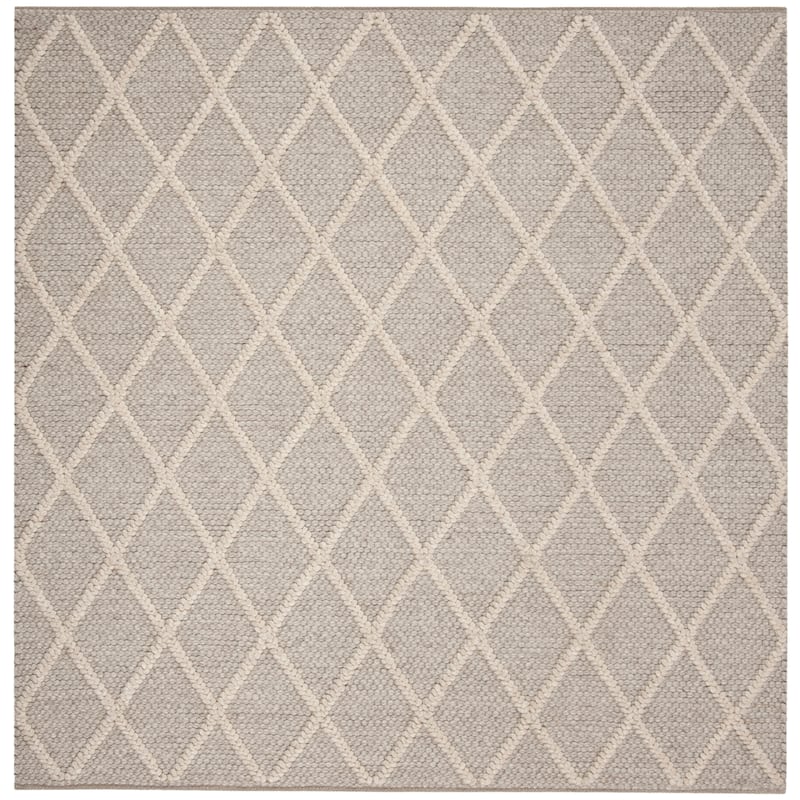 SAFAVIEH Handmade Natura Qiong Wool/ Viscose Trellis Rug - 6' Square - Grey - Square