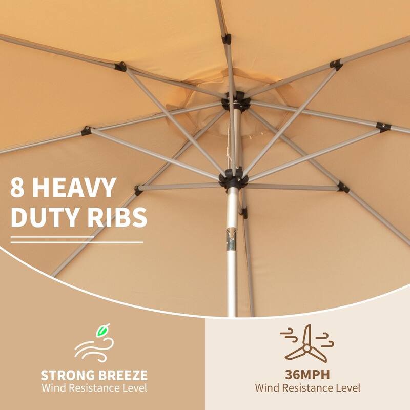Patio Umbrella Outdoor Table Umbrella with Button Tilt Crank UV Protection Waterproof and 8 Ribs for Garden Patio, Backyard